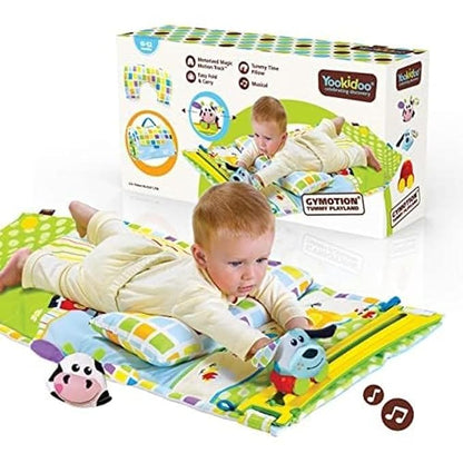 Yookidoo Baby Gym and Play Mat - 3 Stage Accessory Gym with Motorized Robot Track - 20 Development Activities - Age 0-12 Months (Tummy Time Playmat)