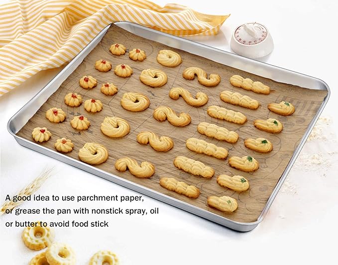 TeamFar Baking Sheet, Stainless Steel Baking Pan Cookie Sheet, Healthy & Non