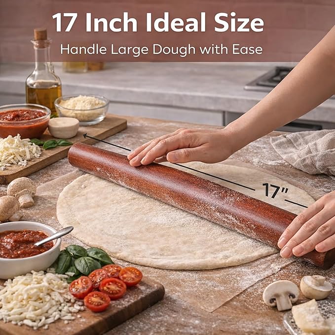 16.5 Inch French Rolling Pin, Wooden Dough Roller