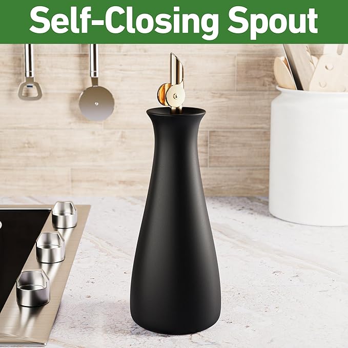 HB Design Co. Ceramic Olive Oil Dispenser - 530 ML Capacity Matte White Ceramic