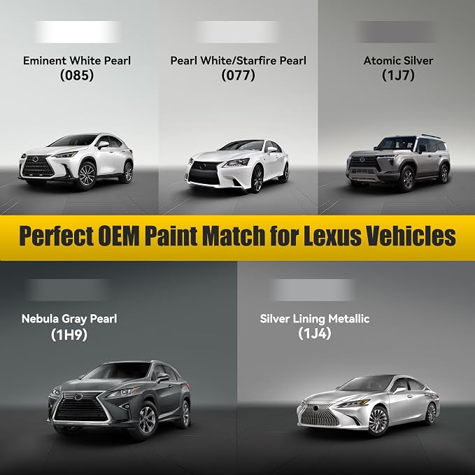 (1J4) Silver Lining Metallic Touch Up Paint Compatible with Lexus, Exact Match Car Paint Pen Automotive Scratch Repair Remover Kit Quick & Easy Solution for Vehicle Chips and Nicks