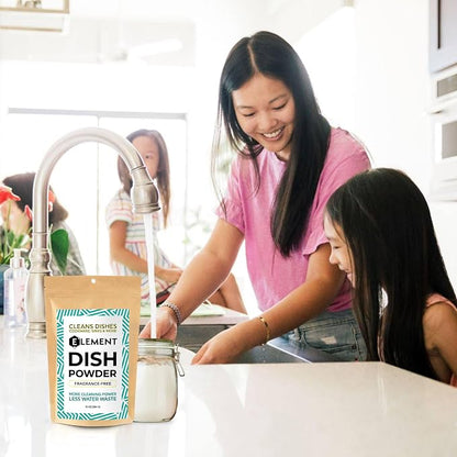 ELEMENT Dish Powder | Grease-Fighting Dish Soap | No Harsh Chemicals, Liquidless, Plastic-Free | Plant-Based Pouch (10 OZ Pouch, Fragrance-Free)