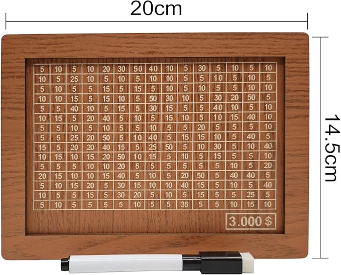 10000 Savings Challenge Box, Money Saving Box with Money Target and Numbers, Cash Vault Wooden Savings Box, Wooden Money Box, Coin Counter Piggy Bank for Adults, Wooden Coin Bank for Kids 3,000