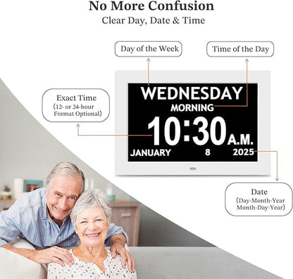 10.1'' Digital Clock, 1280*800p HD Extra Large Display, Dementia Clock