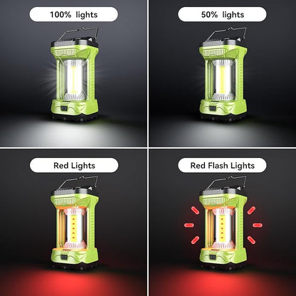 AlpsWolf Camping Lantern Rechargeable, 1000LM 4 Light Modes Camping Light 4000mAh Rechargeable Lantern for Power Outages Portable Camping Lamp Camping Essentials for Emergency, Green, 2 Packs