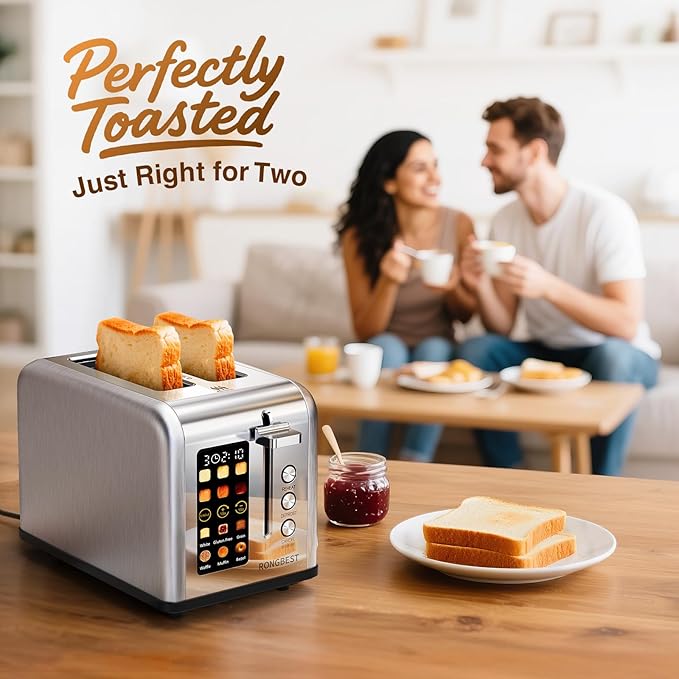 2 Slice Easy Touch Screen Toaster, Stainless Steel Toaster