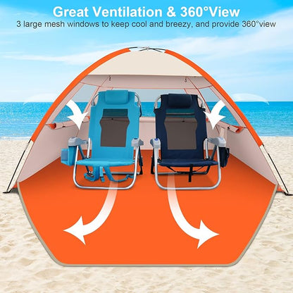 Gorich Beach Tent Sun Shelter for 3/4-5/6-7/8-10 Person with UPF 50ï¼?UV Protection, Lightweight & Easy Setup Beach Shade Canopy, Portable Beach Shade Tent Beach Cabana