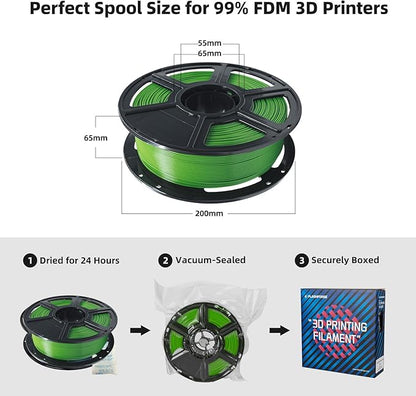 FLASHFORGE PLA Filament 1.75mm, 3D Printer Filament 1kg (2.2lbs) Spool, Dimensional Accuracy +/- 0.02mm, 3D Printing Filament Easy to Use and Fits for Most FDM 3D Printers (Green)