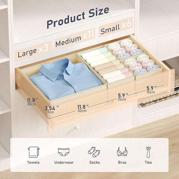 DIMJ Drawer Organizer Clothes