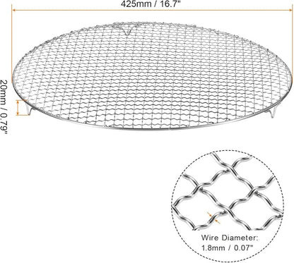 HARFINGTON Round Cooking Rack 16.7-inch 201 Stainless Steel Cross Wire Barbecue Grill Net with 20mm Legs for Cooking Baking Steaming BBQ