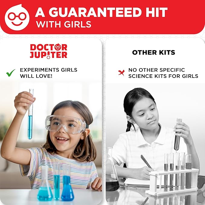 Doctor Jupiter Girls' Science Kit for Kids Ages 8-10-12-14 | Birthday Gift Ideas for 8,9,10+ Year Old Girls | Chemistry Set, STEM Toy Kit with 135+ Experiments | Learning & Educational Projects