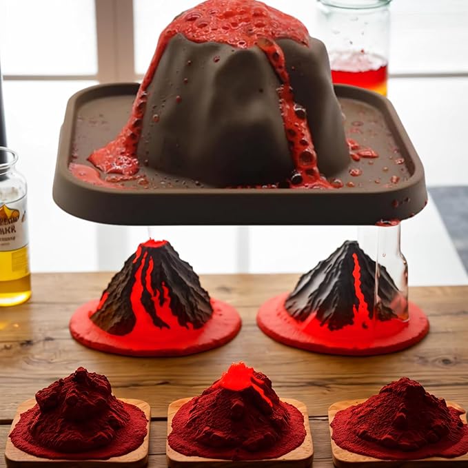 jarbins 10Pcs Volcanic Model School Figure Model Experiment for Volcano Science Kit Volcano Eruption Toy DIY Demonstration Props