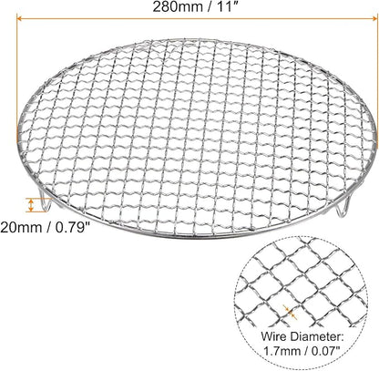 HARFINGTON Round Cooking Rack 11-inch 201 Stainless Steel Cross Wire Barbecue Grill Net with 20mm Legs for Cooking Baking Steaming BBQ