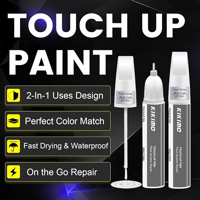 KIKIMO for Tesla Touch Up Paint(Stealth Grey(PN01)), Car Paint Repair Kit for Tesla Model Y/3/S/X, 2 In 1 Scratches Repair with Pen Tip and Brush, Color-Matched for Quick & Easy Fix