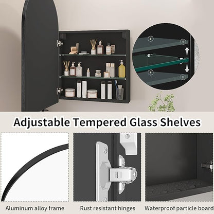 Bathroom Medicine Cabinet with Mirror, Arched Medicine Cabinet Wall Mounted