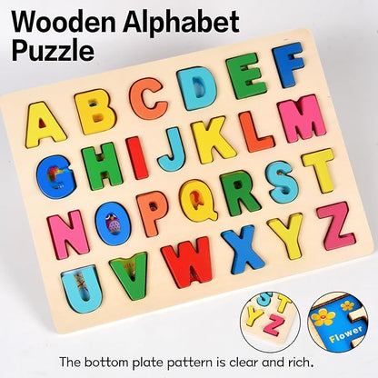 Alphabet Puzzle Wooden ABC Puzzle for Toddlers 3 4 5 Year Old Puzzles Learning Toys, Letter Block Floor Puzzles Toy Kids Ages, Preschool Educational Board Game for Boys and Girls Gifts Toddler