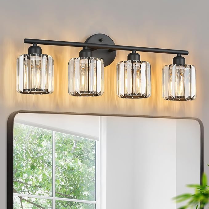 FDPBY Modern 4 Light Crystal Vanity Light, Compatible