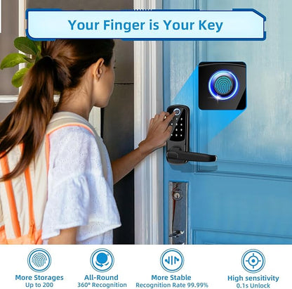 Smart Door Lock with Handle, Keyless Entry Digital Lock