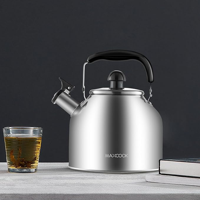 4.2 Quart/4L Stainless Steel Whistling Tea Kettle,Brushed Satin, Suitable to Boiling Water & Tea on Induction Stove, Gas Stove Top