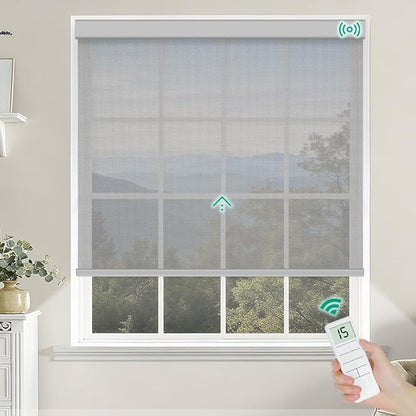 Kilonity Motorized Roller Shades, Light Filtering Remote Control Custom Window