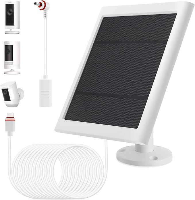1 Pack - Solar Panel for Ring Camera, Compatible with Ring Spotlight Cam Plus/Pro(Battery) & Rings Stick Up Cam/Pro Battery & Rings Spotlight Cams Batterys with 10FT/3M Long Cable