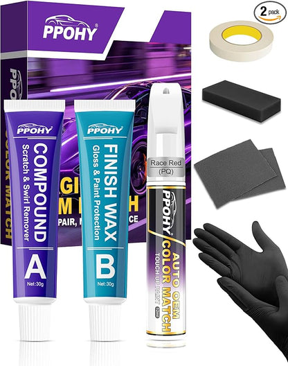 Race Red (PQ) Touch Up Paint for Ford with A/B Wax OEM Exact Match,Scratch Repair Kit,2-In-1 Tip/Brush,Quick Dry Anti-Rust Waterproof Paint F-150,Mustang,Explorer,Bronco