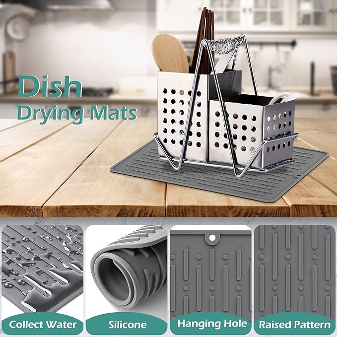 GeeRic Dish Drying Mats, Heat-resistant Silicone Mat