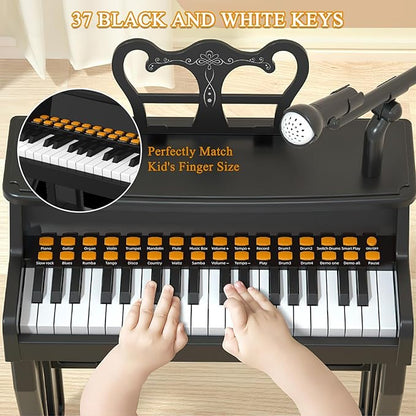Dollox Keyboard Piano for Kids, Toddler Piano Toys 37 Keys Kid Musical Instruments Electric Keyboard Baby Pianos for Beginners Mini Music Toy with Stool, Birthday Gift for Age 3 4 5 6 Years Old