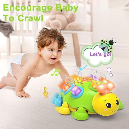 Musical Ladybug Baby Toys 6-12 Months, Infant Early Educational Learning Crawling Toys for 1 Year Old Boy, Newborn First Bithday Gift Toy for 7 8 9 10 11 Months Boys Girls (Green)