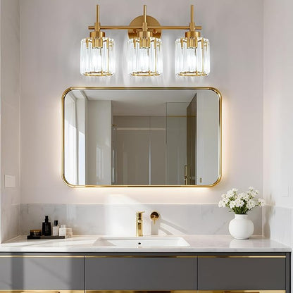 EJIAXIN Bathroom Lighting Fixtures, 3 Light Gold Bathroom Light Fixtures