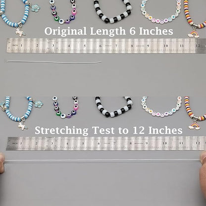 Stretchy String for Bracelets, 2 Rolls 1 mm Sturdy Elastic String Elastic Cord for Jewelry Making, Necklaces, Beading (White)