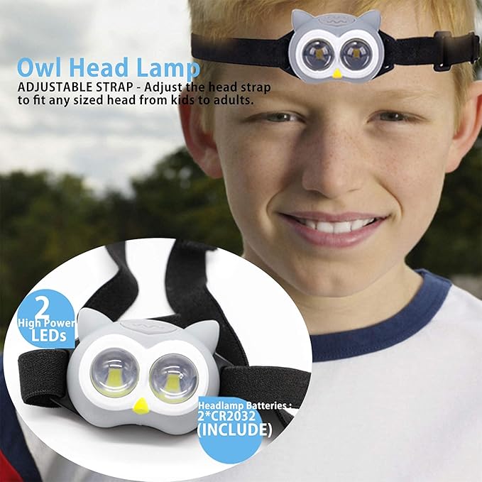Outdoor Equipment LED Camping Lantern & Headlamp Set for Kids, FANT.LUX Battery Powered Night Light for Emergency, Hurricane, Lightweight Tent Lamp (Owl Set)