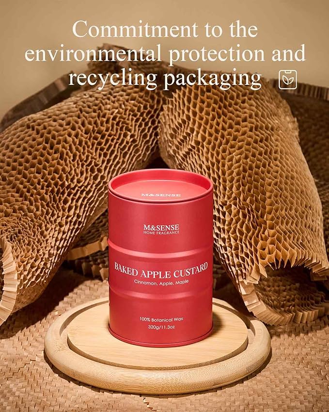 M&SENSE Baked Apple Scented Candles Natural Non Toxic, Aromatherapy Candle for Stress Relief Meditation Relaxing, Housewarming Gifts for Women Men, 11.3oz 70 Hour Long Burning