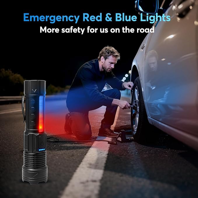 JIJ Flashlight 3 Pack, Rechargeable Flashlights High Lumens, 7 Modes LED Flashlight with IP67 Waterproof, Adjustable Handheld Tactical Flashlight for Camping, Home Emergency, Outdoor