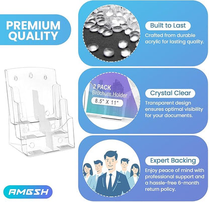 AMGSH 2 Pack 3 Tier Brochure Holder 8.5” x 11”