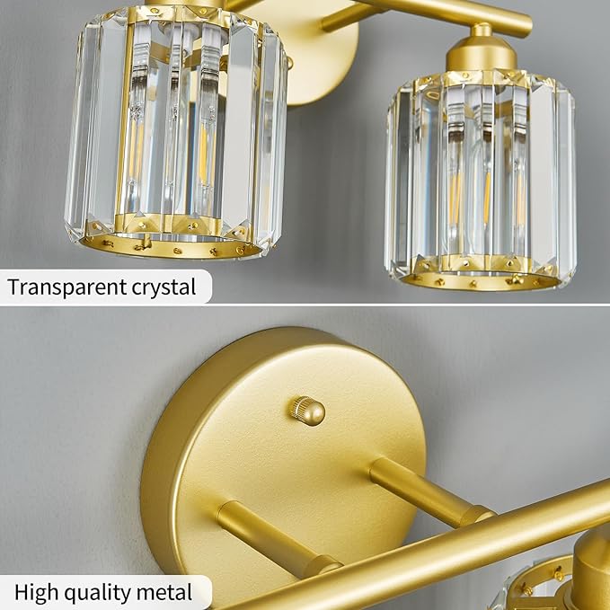 FDPBY Modern 2 Light Crystal Vanity Light, Compatible