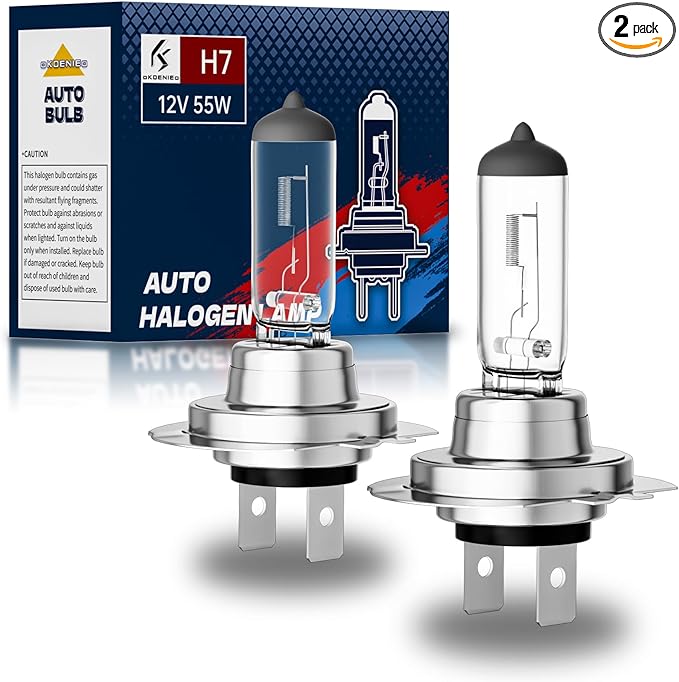H7 Halogen Headlight Bulbs, 12V 55W, 4000 Lumens, 3800K, No Glare, High Beam, Head Light Bulbs for Car, Fog Light Bulbs,Headlight Bulb Low Beam & High Beam, Pack of 2