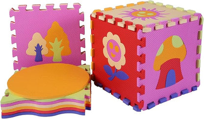 Foam Play Mat for Kids，25Pcs Square Interlocking Puzzle Floor Mat，Baby Play Mat Floor Mat Foam Puzzle Playmat for Toddlers with Fence