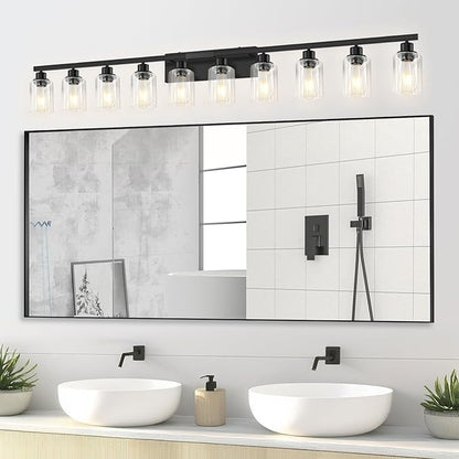 DIKAIDA 10 Light Bathroom Vanity Lights Over Mirror, 65.4inch Black Vanity