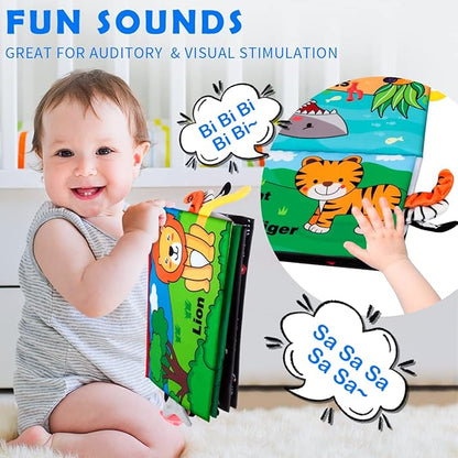 Baby Toys 0-6 Months - Tummy Time Toy Baby Mirror Infant Toys with Cloth Book - Black and White High Contrast Baby Toy for Newborn - Montessori Sensory Toy 0 2 3 4 5 6-12 Months Boy Girl Shower Gifts