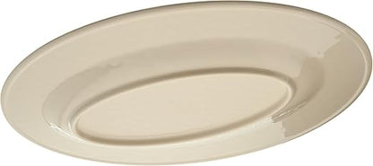 Carlisle FoodService Products Grove Resuable Plastic Oval Plate with Wide Rim for Home and Restaurant, Melamine, 12 x 8 Inches, Smoke, (Pack of 12)