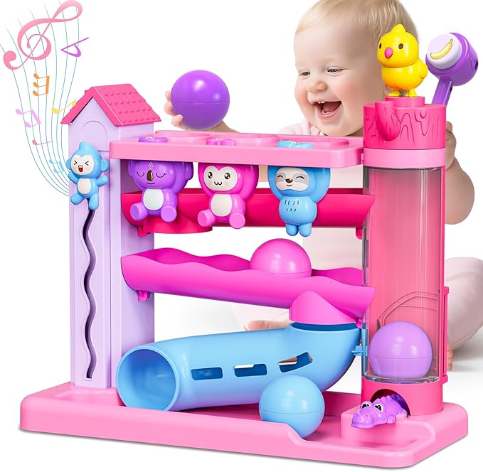 Musical Toddler Toys for 1 2 3 Years Old, Educational Baby Toys 12-18 Months with Bilingual Toddler Learning, Interactive Toys for 1 Year Old Girl, Christmas Birthday Gift for 1 Year Old Girl (Purple)