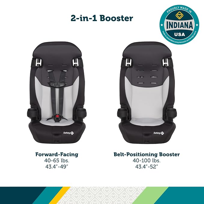 Safety 1st Grand 2-in-1 Booster Car Seat, Converts from High Back to Belt-Positioning Booster, High Back Seat for Kids 40-65, and Belt-Positioning 40-100 Pounds, Sunrise Coral