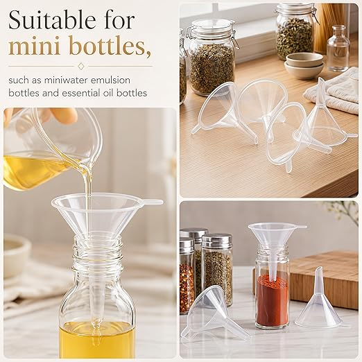 Hoolerry 50 Pcs Small Funnel for Filling Small Bottles Clear Plastic Mini