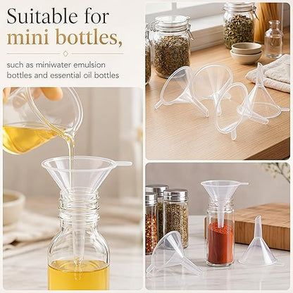 Hoolerry 200 Pcs Small Funnel for Filling Small Bottles Clear Plastic Mini