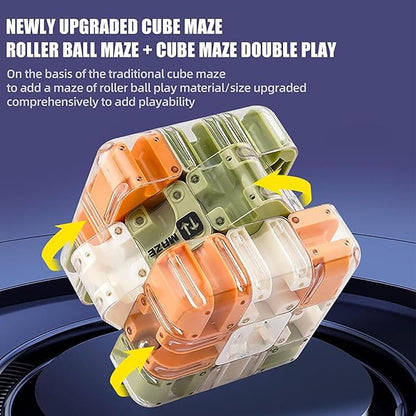 Large 3D Labyrinth Cube Puzzle, 3D Magic Cube Maze Ball Puzzle, Magic Cube Ball Dual-Use, Improve Spatial Recognition and Cultivate Logical Thinking for Adults Teens (Green)