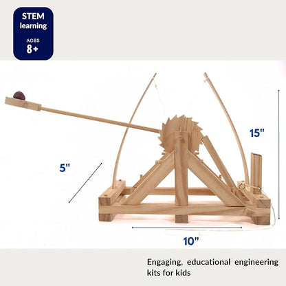 Pathfinders STEM Kits – Leonardo da Vinci Catapult kit | Trebuchet Science Kits for Kids Age 12-14 | Toys for Ages 8-13 Physics Toys | Kids Engineering kit | Learning Resource | Engineering