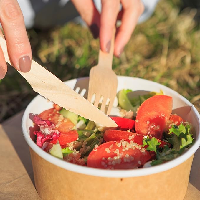 400PCS Eco-Friendly Disposable Wooden Utensil Set – Compostable Biodegradable