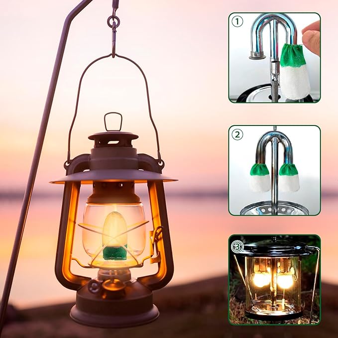30Pcs Lantern Mantles, U Shape Mantles for Propane Lantern, Propane Lanterns Mantles for Outdoor Camping Lantern Natural, Gas Lantern Covers Mantles for Lantern