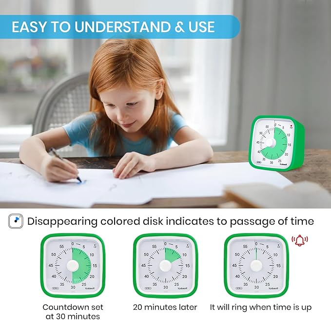 Yunbaoit Visual Timer with Protective Case, 60 Minute Silent Countdown Timer
